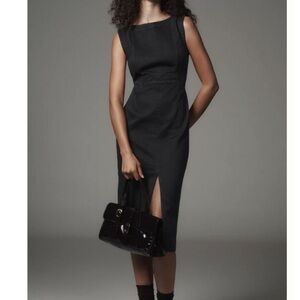 Pilcro black denim front slit midi new xs